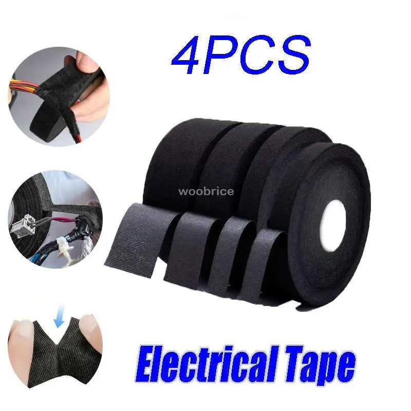 1-4PCS Electric Insulation Sound Absorbing Tape Cloth Tape Cable Car Harness Wiring Multiple Width Options Heat Resistant Tape