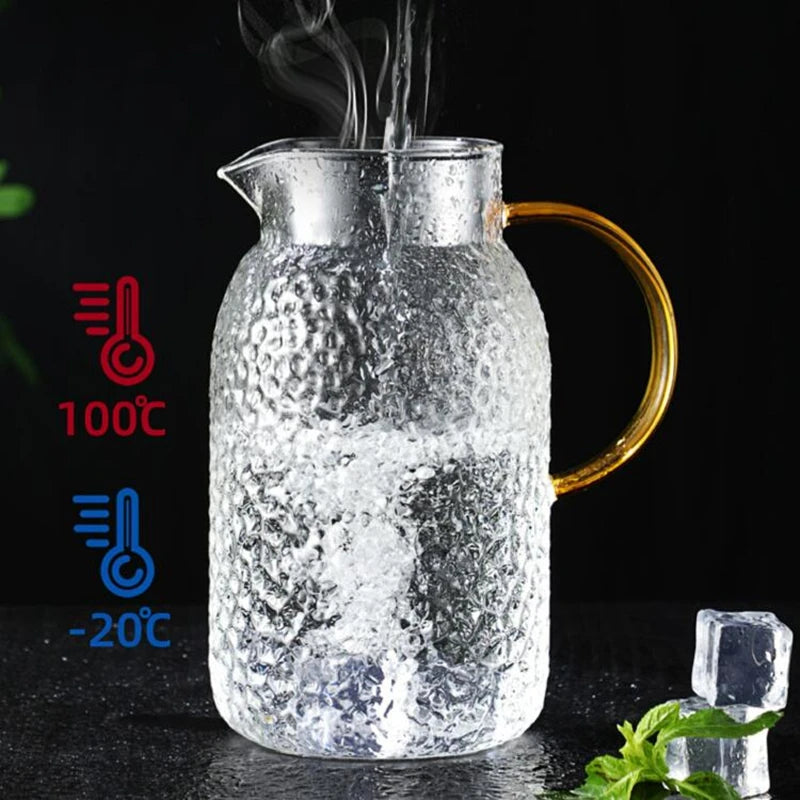 1.2L 1.5L 1.8L 2L Heat Resistant Explosion-Proof Glass Juice Jug Water Cup Cold Kettle Heated Container Canteen Clear Teapot