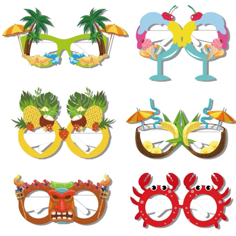 12pcs Hawaii Aloha Theme Tropical Party Pineapple paper glasses Flamingo Hawaiian Luau Pool Beach Party Decor Kids favors Gift