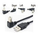 Type A Male to Type B Male 90 degree Up & Down & Left & Right Angled USB 2.0 Printer Scanner Cable 30cm 50cm 1m 150cm 1ft 5 feet