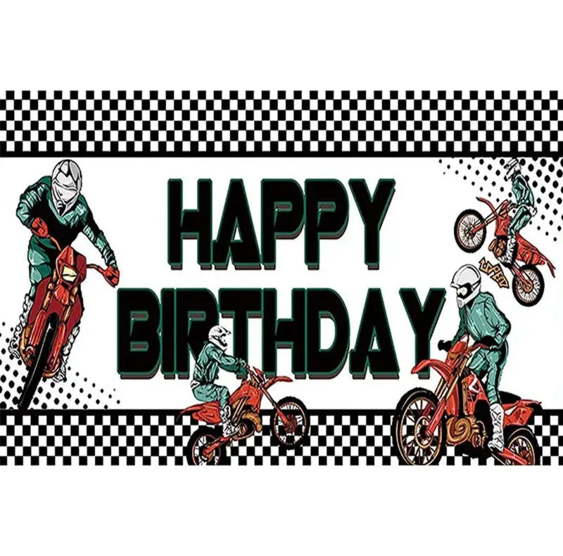 Motocross Racing Theme Backdrop Motorcycle Dirt Bike Photography Background for Boys Birthday Party Decoration Cake Table Banner