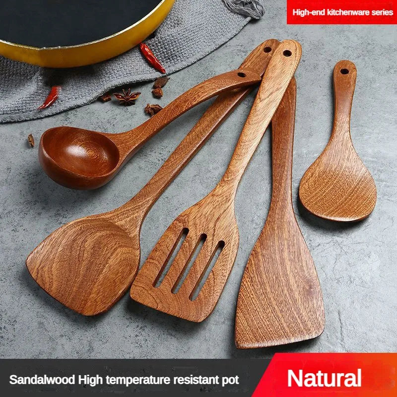 Wooden Spatula Wooden Spoon Frying Spatula Solid Wood High Temperature Resistant Soup Spoon No Paint No Wax Natural Material