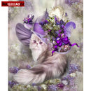 Diamond Embroidery Paintings Full Square/round Elegant Cat Purple Hat Flower Dog Animal Cross Stitch Kit Mosaic Home Decoration