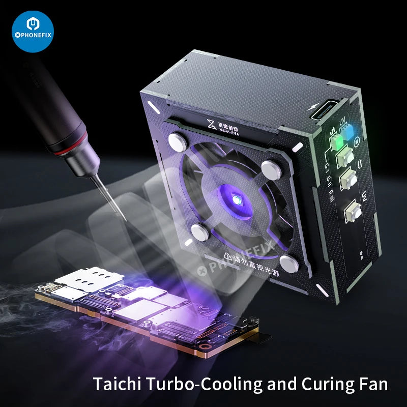 Qianli MEGA-IDEA 3W Turbo Cooling Curing Fan Motherboard Chip Repair Fast Heat Dissipation UV Curing Smoke Exhaust Cooler Fan