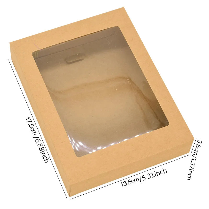 6Pcs Black/White Kraft Paper DIY Gift Box With Window Wedding Birthday Party Decoration Cake Packaging Box Event Party Gift Case
