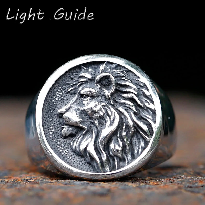 2023 New Fashion 316L Stainless Steel lion head Ring Punk Cool Gothic Women Men Unisex Serpent animal Jewelry free shipping