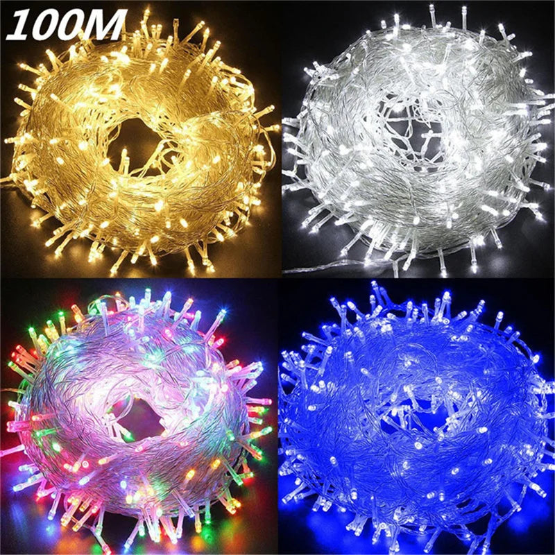 Xmas Outdoor Christmas Lights Led String Lights 100M 10M 5M Luces Decoracion Fairy Light Holiday Lights Lighting tree garland