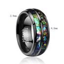 Nuncad New Fashion Hot Men Rings Electroplated Black Inlaid Shells Opal Dome Tungsten Steel Ring Size 7/8/9/10/11/12 T090R