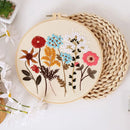 Picoey Flower Embroidery Kit for Beginners with Pattern and Instructions,1 Pack Cross Stitch Kits, Embroidery Hoops