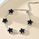 Adjustable Stainless Steel Bracelet Double Sided Bracelets Five Leaf Petals Flower Gold Plated Clover Women Fashion Jewelry
