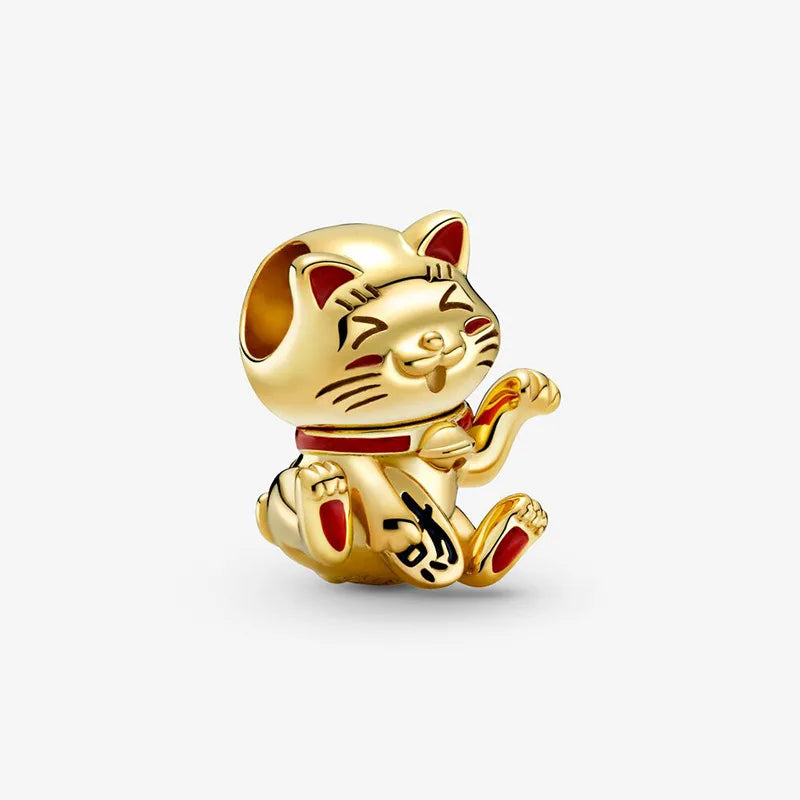 New Fashion Charm Original Lucky Cat Christmas Tree Crown Beading Suitable for the original Pandora Lady Bracelet Jewelry Gift