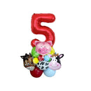 Farm Animal Balloon Tower with Digital Baloon Carton Cow/Pig/Sheep Balloons Kids Farm Animals Happy Birthday Party Decoration