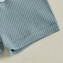 Summer Little Baby Boys Clothing Set Soft Ribbed Newborn Outfits Letter Print Short Sleeve Jumpsuit Elastic Shorts Infant Suit