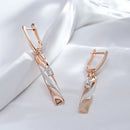 Kinel Fashion Geometric Hollow Pendant Earrings 585 Rose Gold and Silver Dichroic Plating Wedding Daily Fine Jewelry Gift