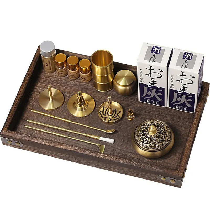 Incense Burner Set Brass Incense Fragrance Making Kit Incense Sealing Mold Incense Holder for Yoga Meditation Home Fragrance