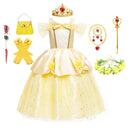 Girls Aurora Belle Rapunzel Sofia Princess Dress Halloween Easter Cosplay Costume Party Kids Dresses for Girls Children Clothing