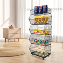 5-Tier Retail Display Rack Black 100kg Total Capacity  Fruit Vegetable Snack Basket for Home, Market/Grocery Use