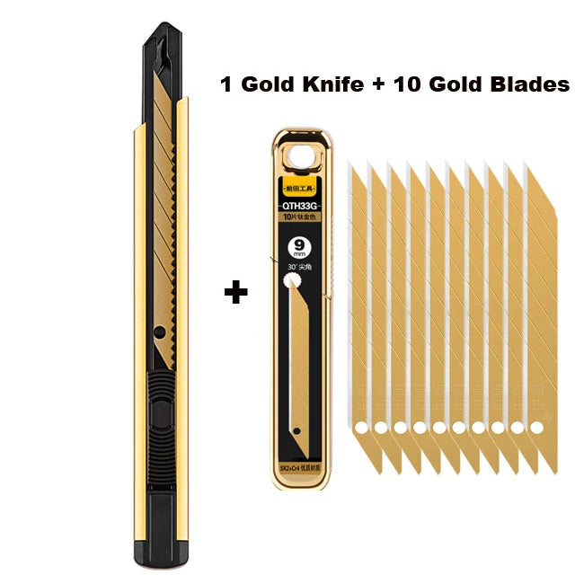 Fizz Metal Utility Knife Blade Paper Cutter Aluminum Alloy Pocket Knifes with Self-Locking Design Stationery Supplies