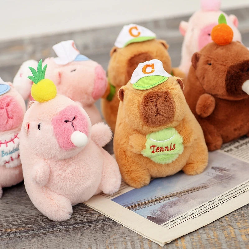 1pcs Cartoon Capybara Pendant Plush Toy Doll Bag Hanging Ornament Cute Kapila Keychain Doll Desktop Doll Ornament Car Pendant