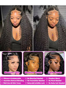 200 high Density Curly 13x6 HD Lace Frontal Human Hair Wigs Brazilian 30 40 Inch Water Deep Wave 13x7 Lace Front Wig For Women