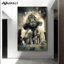 Graffiti Art Smoking Monkey Playing Cards Billiard Room Bar Canvas Painting Abstract Animal Wall Art Posters Parlor Decoration