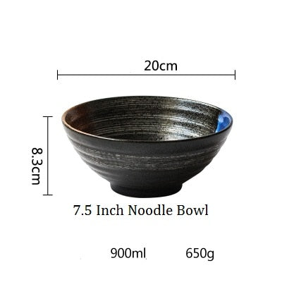 Japanese style 7.5 inch large bowl ramen bowl ceramic soup bowl retro tableware hat bowl trumpet bowl ceramic