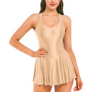 Womens Dresses Tank Dress Glossy Stretchy Sleeveless Solid Color Athletic Tennis Dress Nightwear Porno Clubwear Exotic Dresses