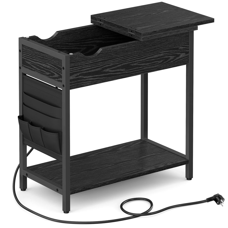 VASAGLE side table (1-St) sockets and USB ports, folding tabletop