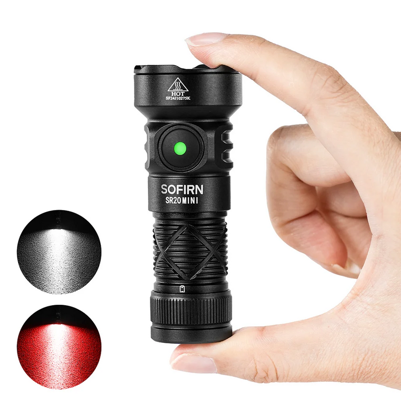 Sofirn SR20 MINI Flashlight 1200lm CSP2323 LED Light 18350 USB C Rechargeable Torch 5700K With Red Light and Magnetic