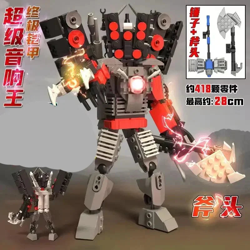 Skibidi Toilet Clock Man Building Blocks Toys Cameraman Speakerman Monitor Titan Tv Man Juguetes Brick Model Toys Gift For Kids