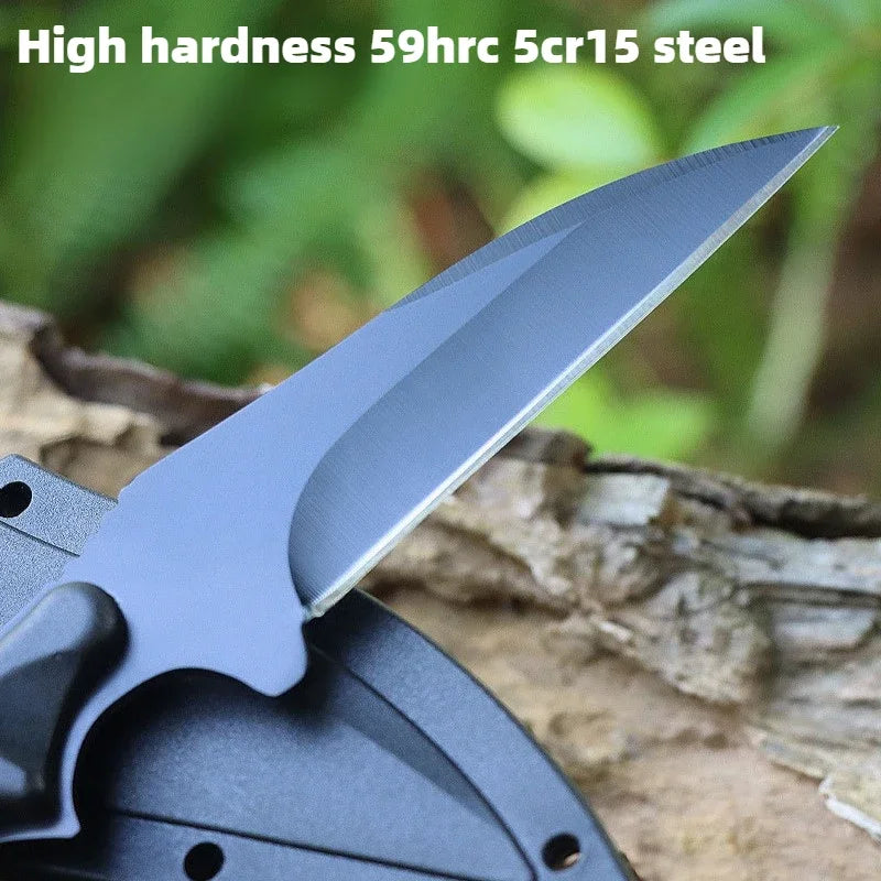 New outdoor tactical small straight knife with K sheath 5CR15 steel self-defense knife portable edc multi-function knife