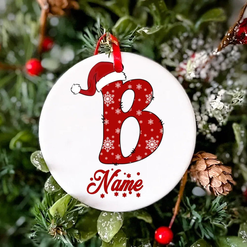 Personalized Christmas Ornament Custom Name Photo Prop Christmas Family Party Ceramic Ornament Xmas Keepsake Gift Drop Ornaments