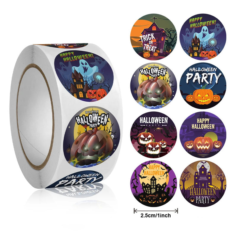 500Pcs Halloween Stickers Funny Pumpkin Emote Ghost Paper Stickers for Gift Packing Bag Sealing Labels Halloween Decoration 2024