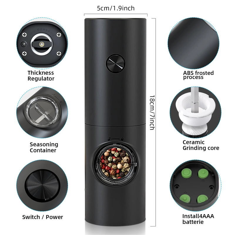 Electric Automatic Salt and Pepper Grinder Set Rechargeable With USB Gravity Spice Mill Adjustable Spices Grinder Kitchen Tools