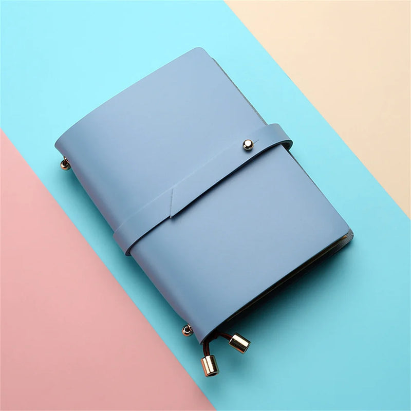 Soft PU Leather A5 Notebook Passport Style Solid Color Creative Fresh Loose-Leaf Notepad Student Stationery Diary Book 135x105mm