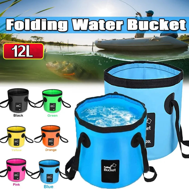 12L Portable Foldable Water Bucket Fishing Bucket Folding Water Container for Travelling Camping Hiking Fishing Washing