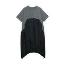 XITAO Irregular Pleated Hit Color Dress  Loose Covering Belly Pullover Short Sleeve Elegant Dress 2020 Summer  XJ4818