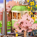 Robotime Rolife Sakura Journey Wooden Assemble Car Eco-friendly 3D Wooden Puzzle for Kids Funny Toys Building Block Kits