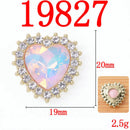 10Pcs Heart Decorative Button Full Diamond Mocha Colour Flower Plate Alloy Buckle Jewelry Accessories DIY Rhinestone Materials