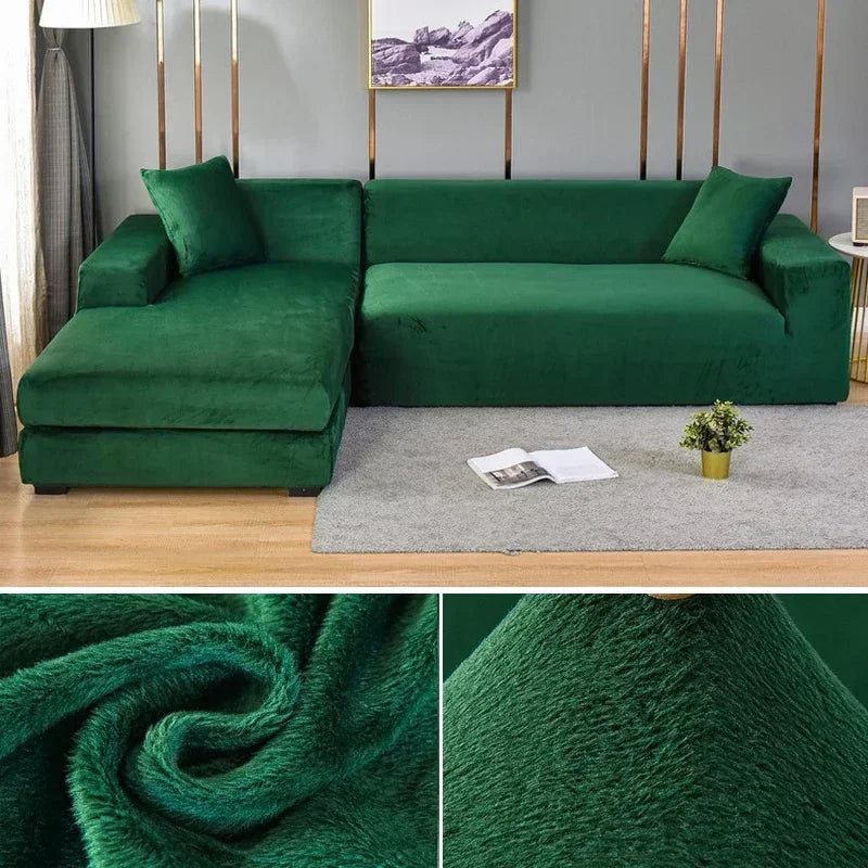 Velvet Sofa Cover Thick Elastic 1/2/3/4 Seater Sofa Cover for Living Room Velvet Plush L Shaped Corner Sofa  Couch Cover