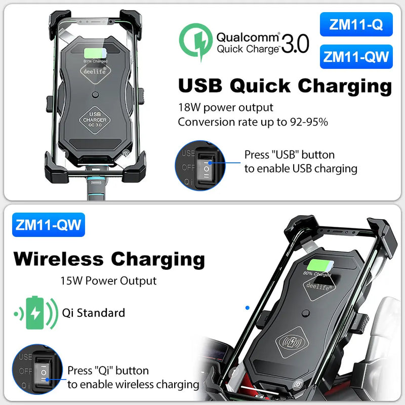 Deelife Motorcycle Phone Holder Wireless Charging for Moto Support Telephone Mount Mobile Stand Cellphone Bracket