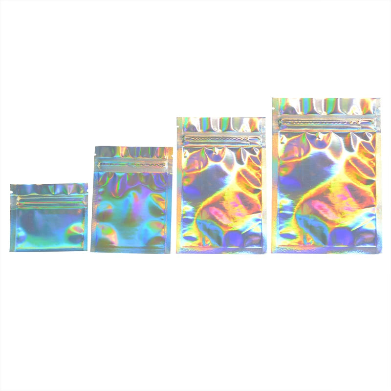 100 Pcs Colorful Top Feed Foil Zip Lock Bags Food Pouch,Mylar Aluminum Foil Bags,Tea Pouches,Food Storge Bag