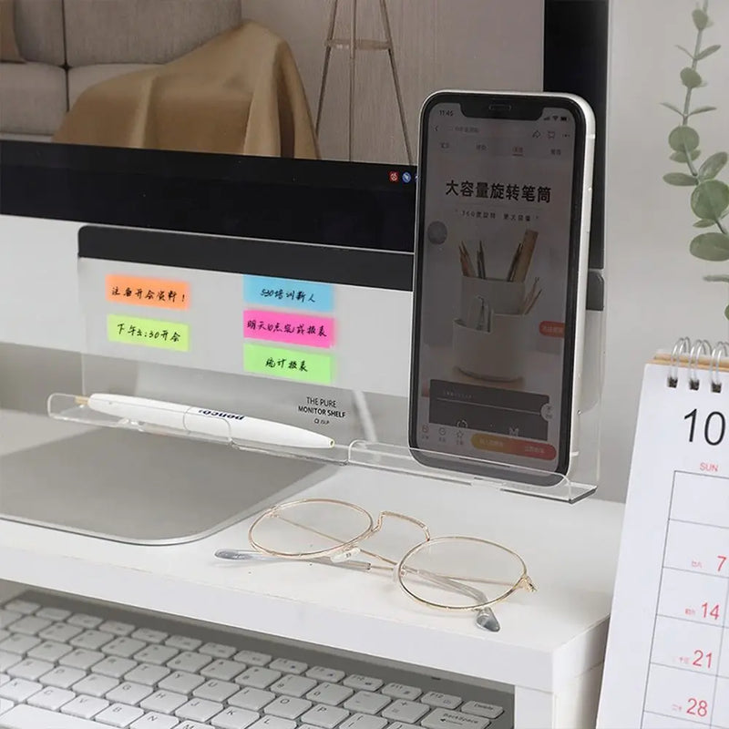 Desktop Storage Monitor Message Memo Board Multifunctional Desk Organizer Message Board Minimalism Transparent Notes Board