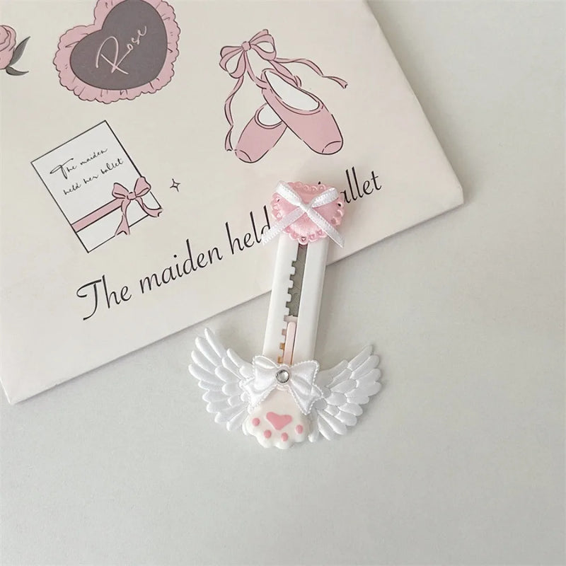 Cute Cat Paw Utility Knife Lovely Wing Bowknot Style Open Box Cutter Letter Envelope Opener Mail Knife School Office Supplies