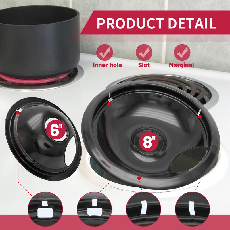 Stove Drip Pan for Electric Stove Top, Compatible with Frigidaire 10% Energy Save by Enamel Spraying Prevent Bending and Rust In