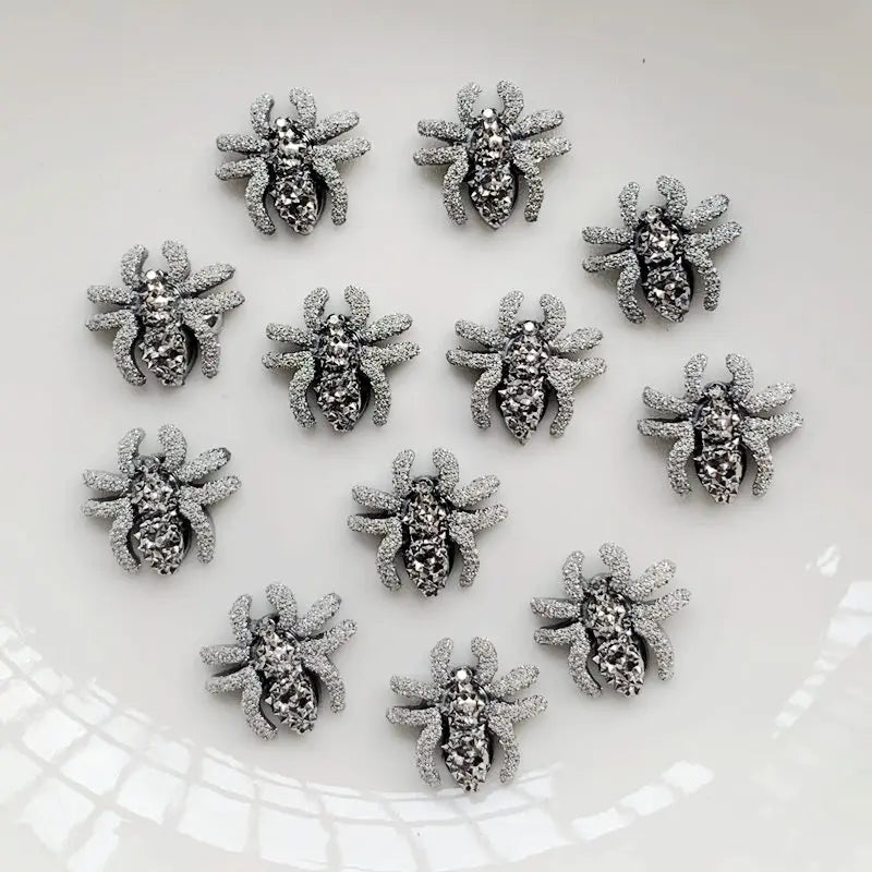 30PCS12MM Flat back resin popular fashion 3D spider scrapbook Halloween holiday party gift jewelry decorative crafts accessories