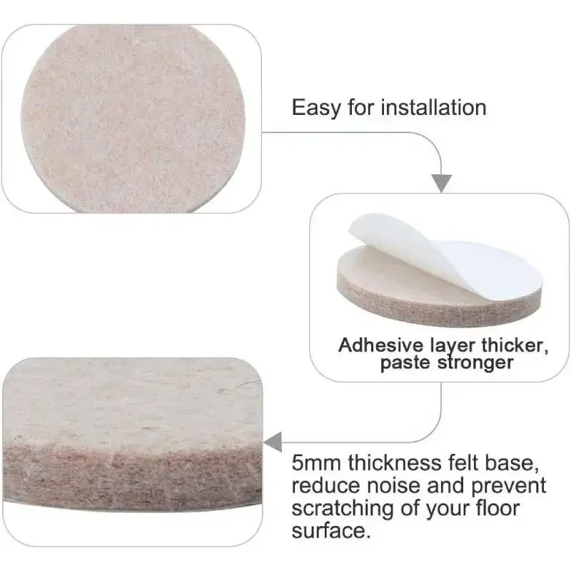 Felt Pad Round Furniture Pads Chair Legs Anti Scratch Floor Protector Self-Adhesive Furniture Sliders for Hardwood Floors Table