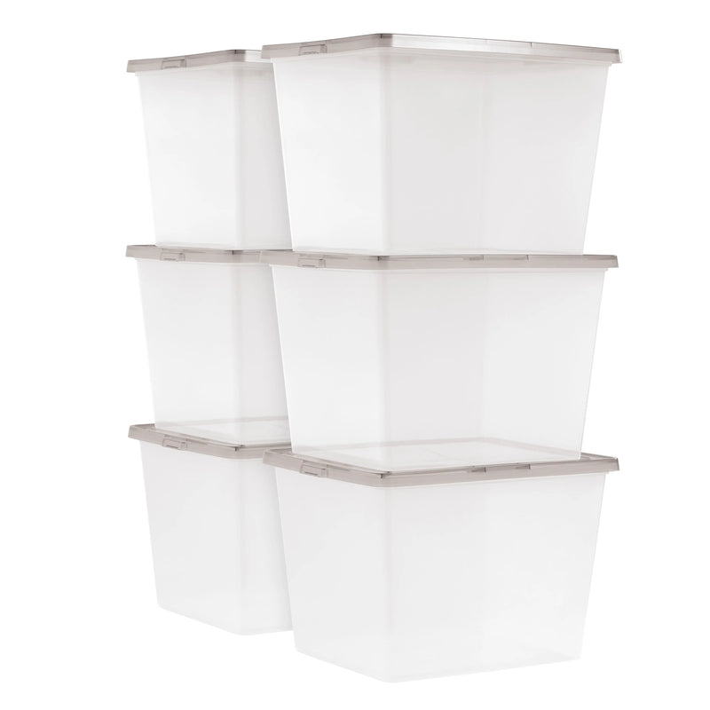 36qt/24.5qt/17qt Plastic Storage Bins with Lids, Stackable Totes, Containers 6-Pack/8-Pack, Durable and Functional