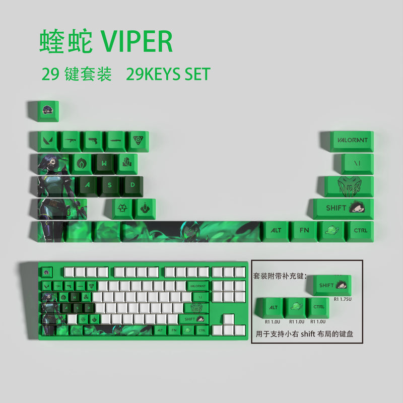 ISO KEYCAPS New design Valorant keycaps 29KEYCAPS  OEM Profile Cherry profile for mechanical keyboard