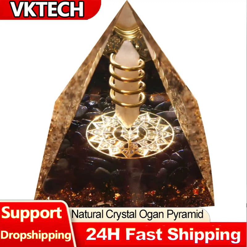 Natural Crystal Energy Stone Orgen Pyramid Decoration Pyramids Handmade Art Carfts Christmas Gifts Ornaments for Yoga Meditation